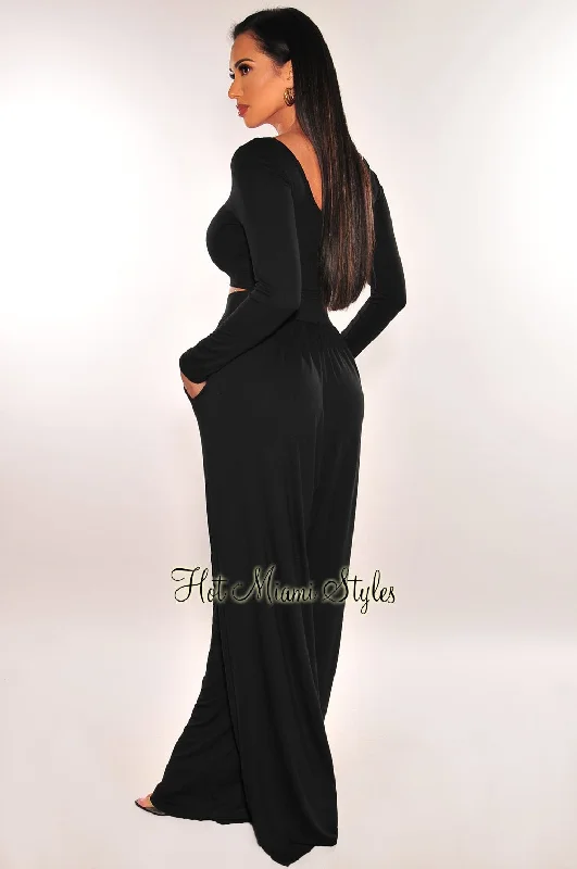 black-round-neck-long-sleeve-palazzo-pant-two-piece-set