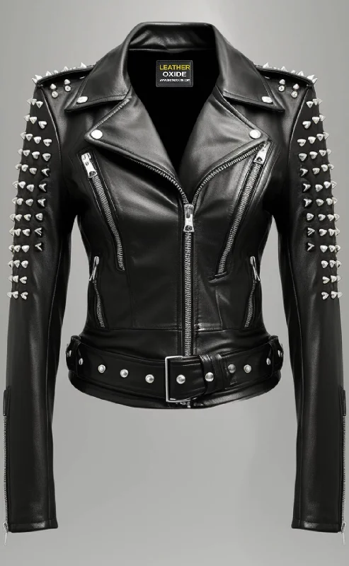 Daphne Black Women Biker Leather Jacket