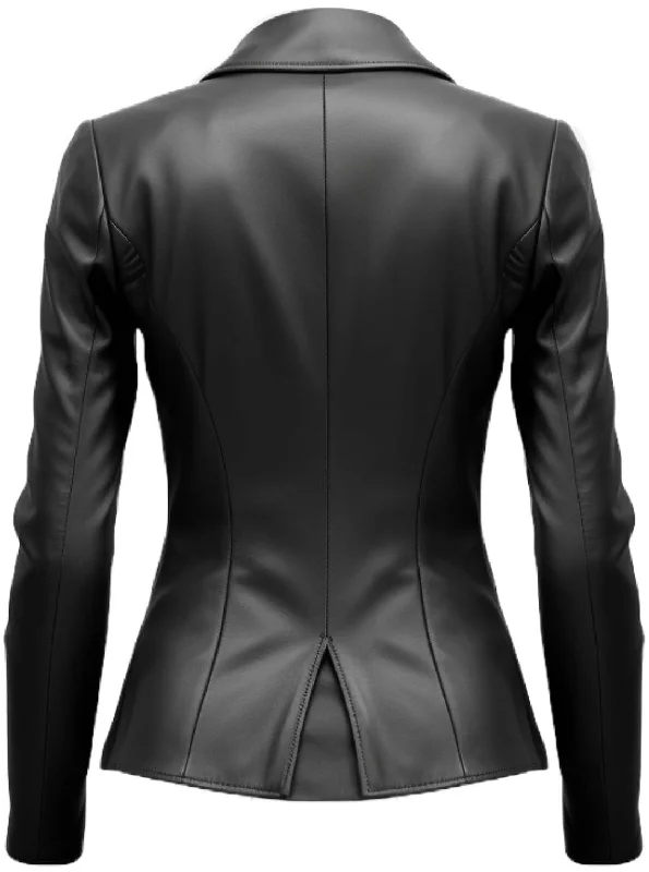 Giselle Black Women Leather Jacket Blazer