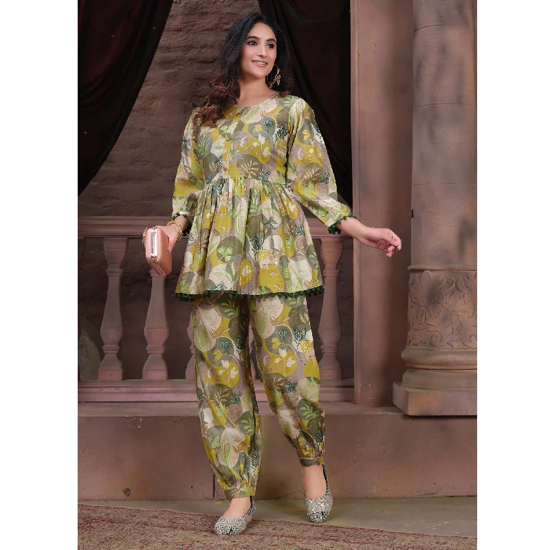 green-floral-printed-chanderi-co-ord-set