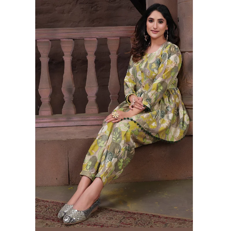 green-floral-printed-chanderi-co-ord-set