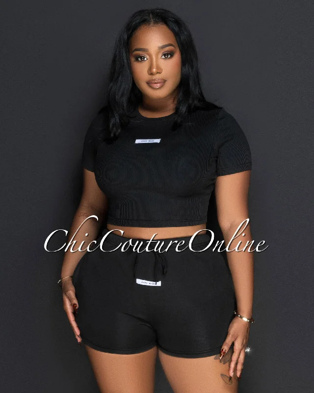 monola-black-ribbed-bodysuit-shorts-set