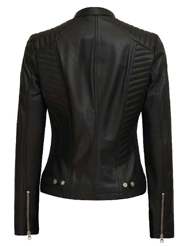 Rachel Women's Black Cafe Racer Leather Jacket