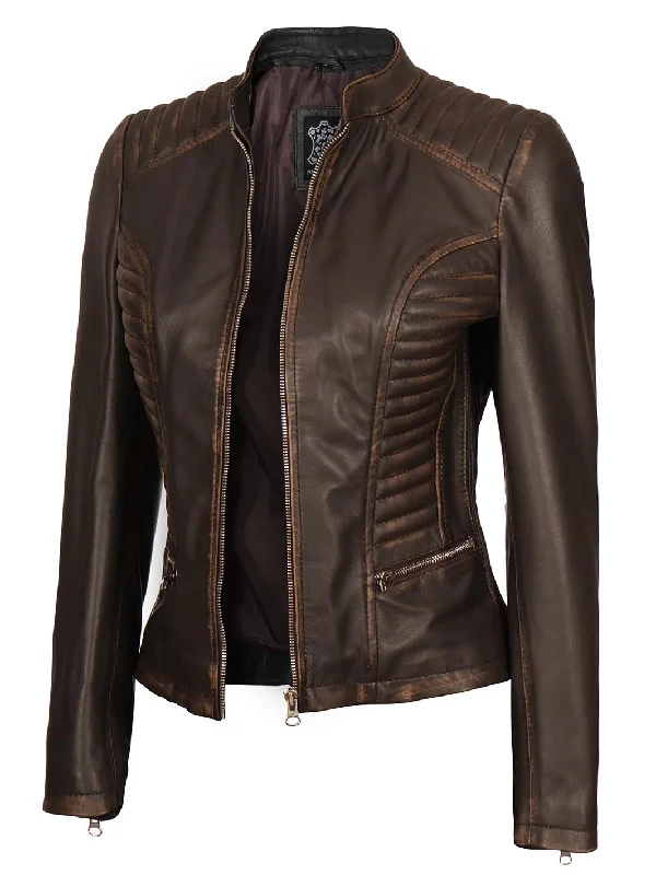 Rachel Womens Dark Brown Leather Jacket