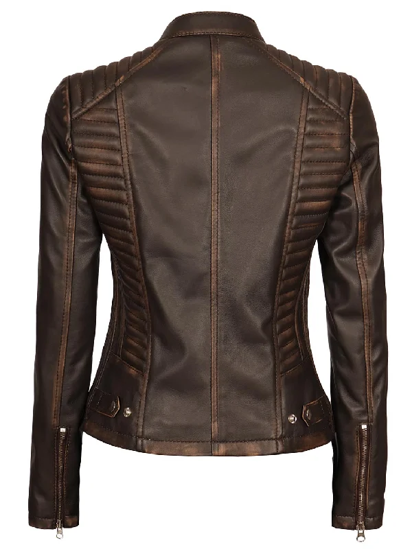 Rachel Womens Dark Brown Leather Jacket