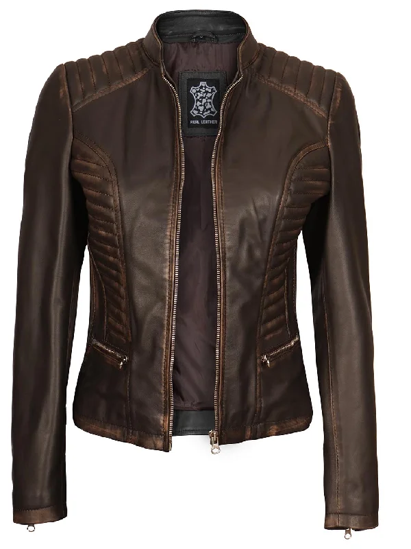 Rachel Womens Dark Brown Leather Jacket