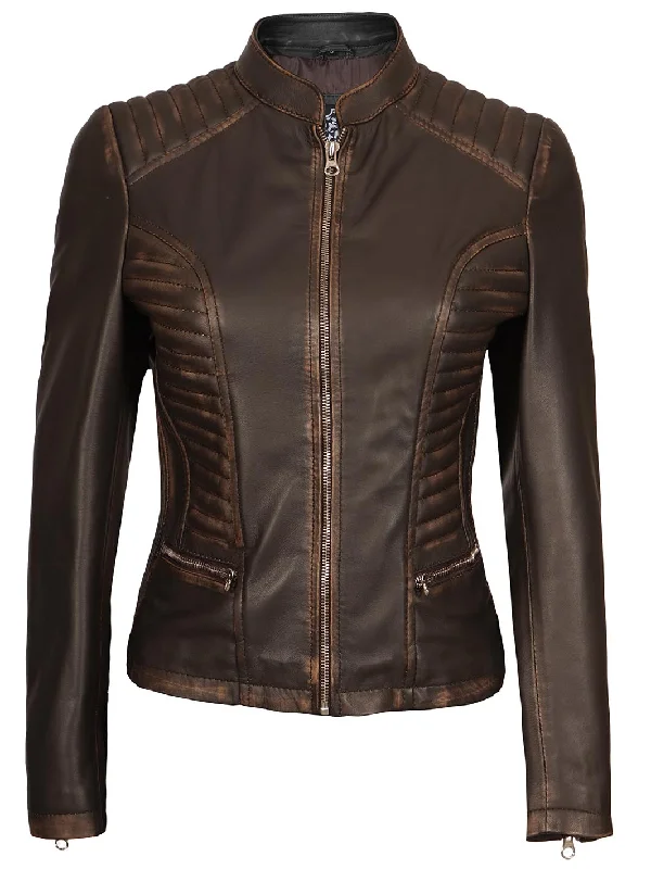 Rachel Womens Dark Brown Leather Jacket