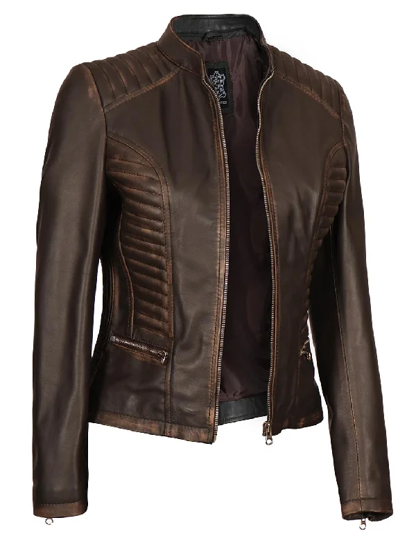 Rachel Womens Dark Brown Leather Jacket