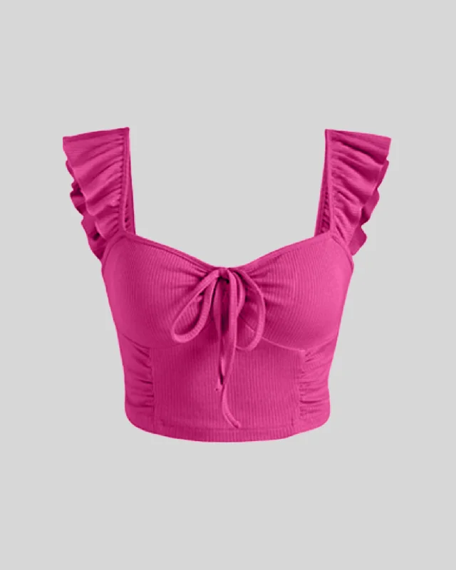 set-of-two-vest-ruffle-top-with-trouser-in-hot-pink