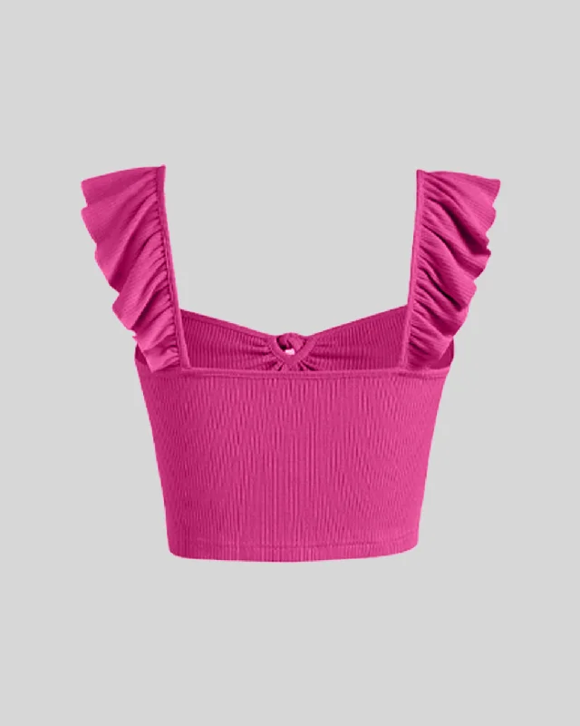 set-of-two-vest-ruffle-top-with-trouser-in-hot-pink