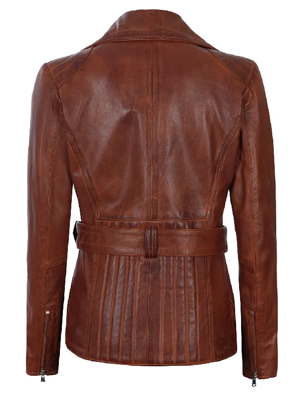 Victoria Cognac Wax Women Leather Jacket