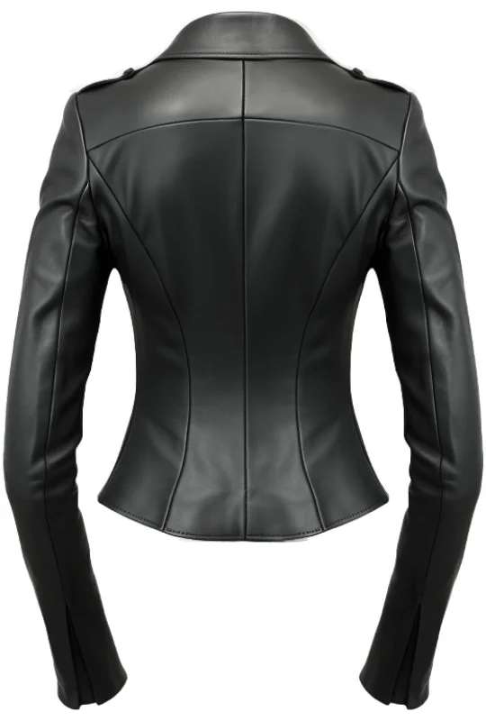 Women Black Asymmetrical Designer Leather Jacket