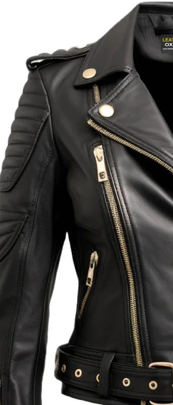 Women Black Quilted Designer Leather Jacket