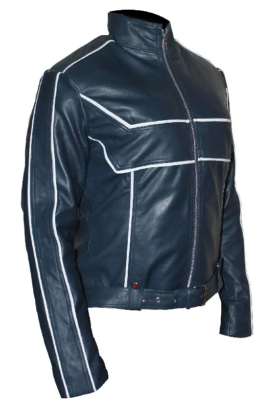 Women Emma Casual Leather Jacket - Navy Blue