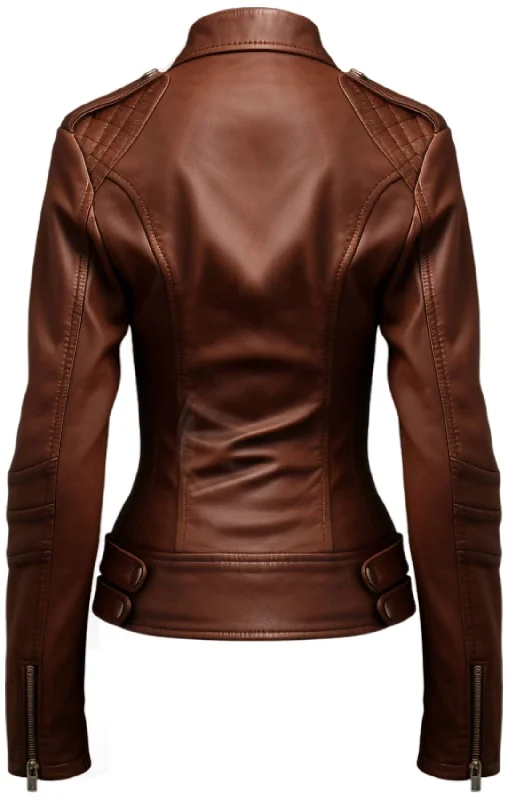 Women Real Leather Brown Style Leather Jacket