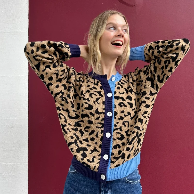 Leopard Print Cotton Cardigan