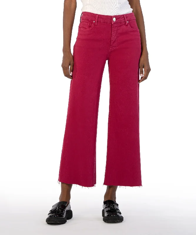 Meg High Rise Fab Ab Wide Leg Raw Hem (Dragon Fruit)