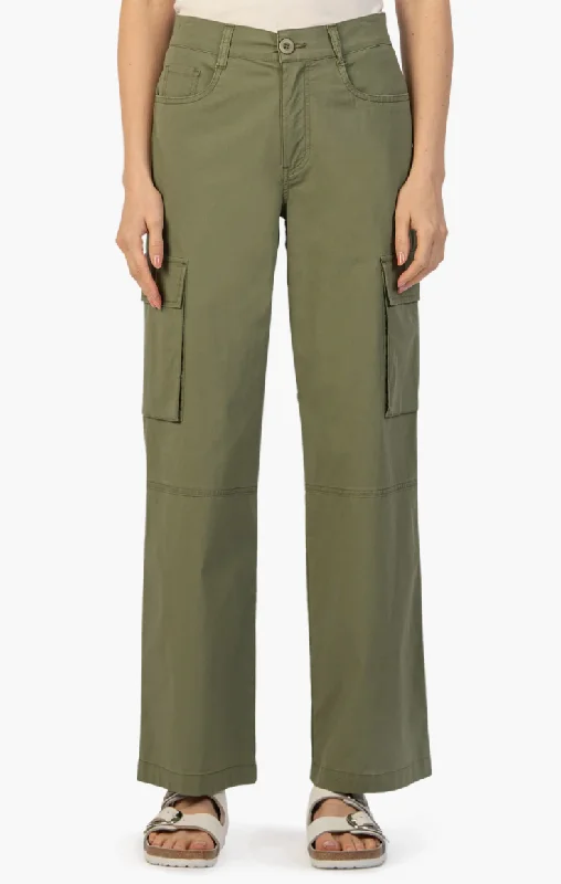 Wide Leg Cargo Pants (Olive)