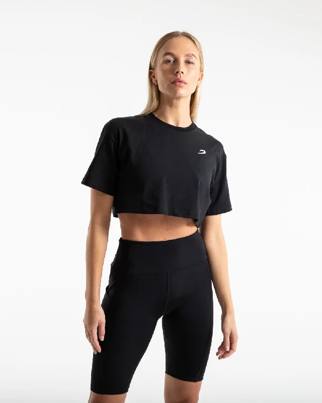 Cropped Strike T-Shirt - Black