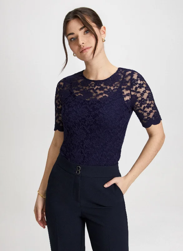 Stretchy Scalloped Lace Top