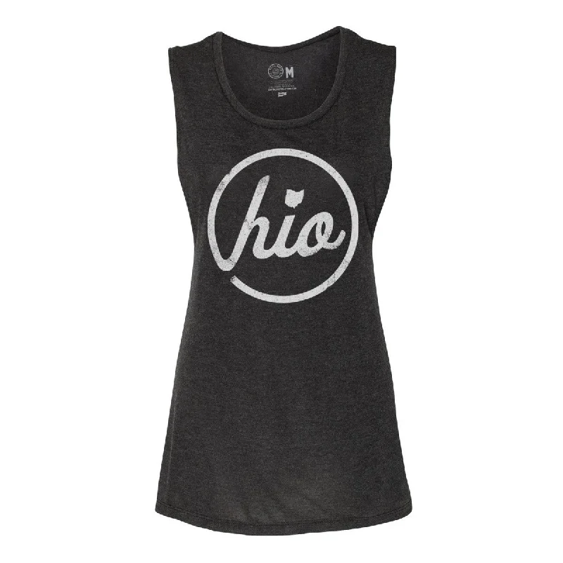 WOMEN'S CIRCLE OHIO MUSCLE TANK / BLACK