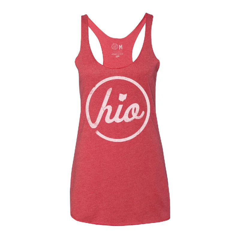 WOMEN'S CIRCLE OHIO RED RACERBACK TANK / RED