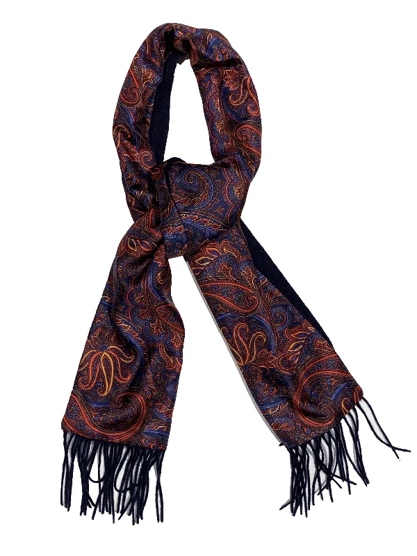 Hemley - Foulard paisley de soie et laine réversible