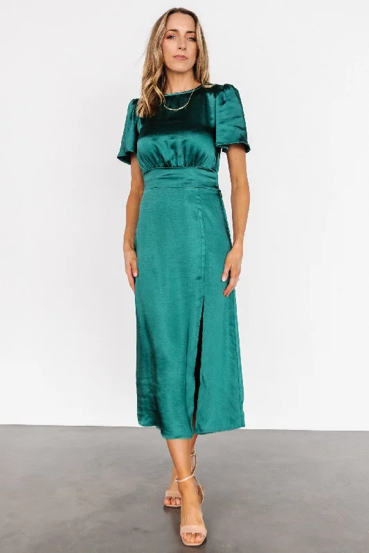 Allie Satin Dress | Emerald