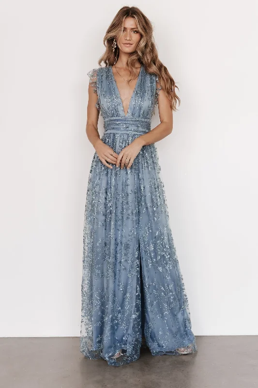 Arlene Shimmer Gown | Winter Blue