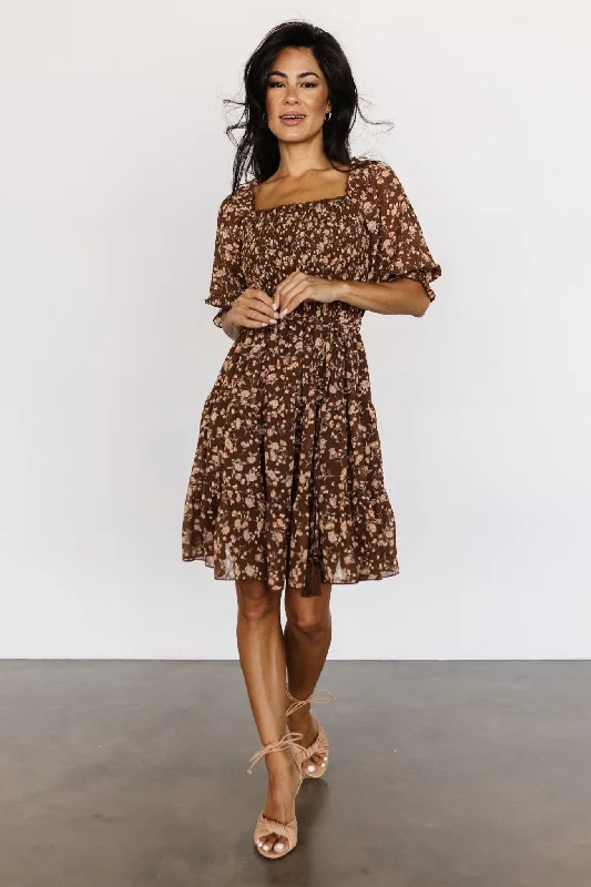 Azlyn Smocked Short Dress | Copper Floral