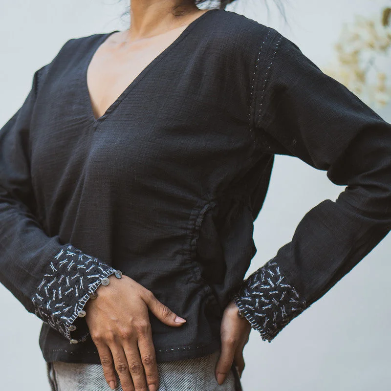 Womens Top | Pure Cotton Reversible Top | Black