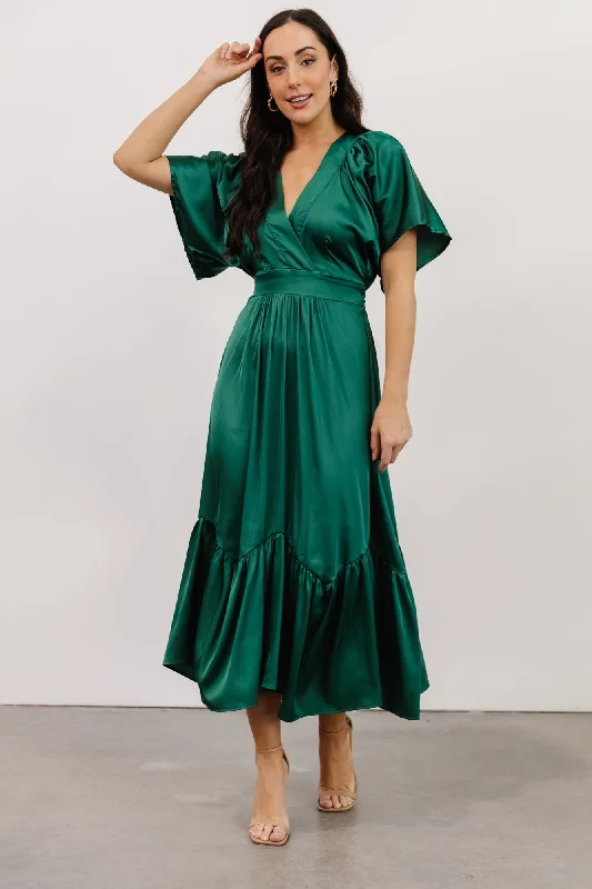 Pasadena Satin Dress | Green