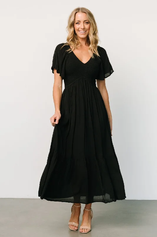 Scarlett Smocked Dress | Black