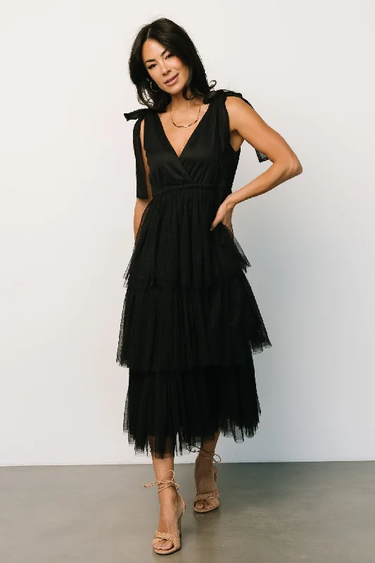 Tessa Tiered Tulle Tank Dress | Black