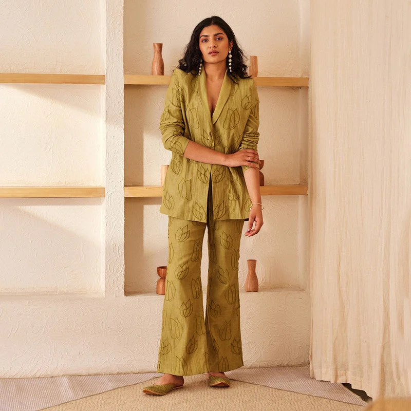 Cotton Chanderi Trouser | Green