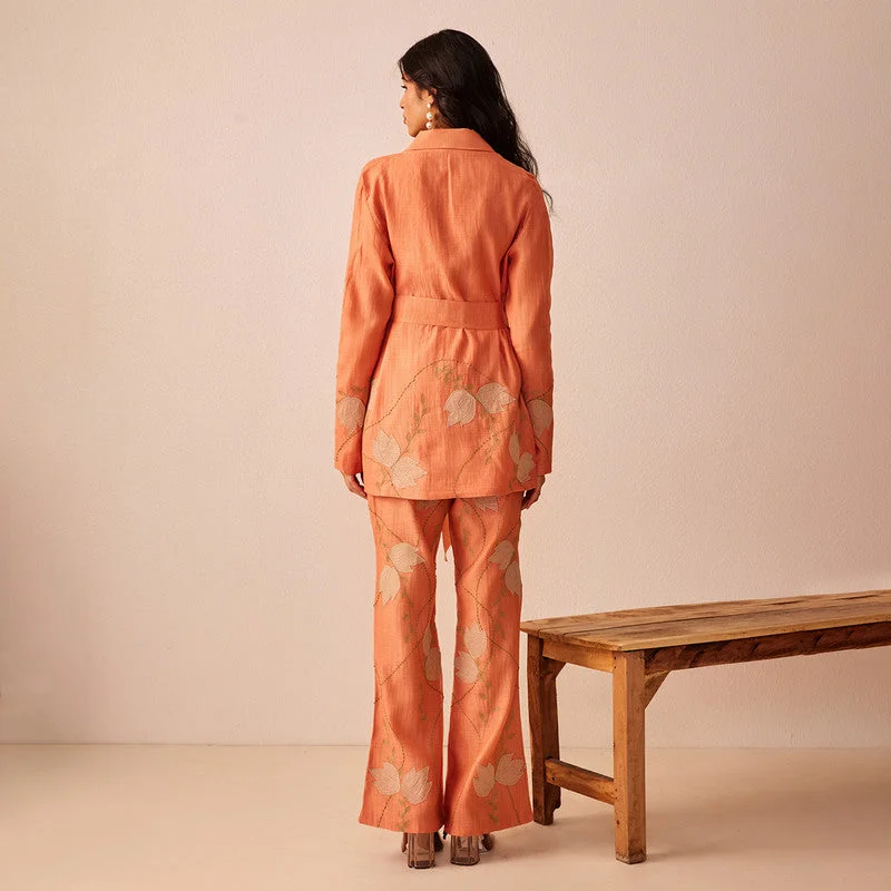 Cotton Chanderi Trouser | Peach