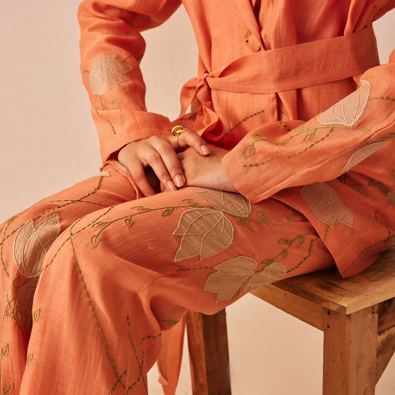 Cotton Chanderi Trouser | Peach