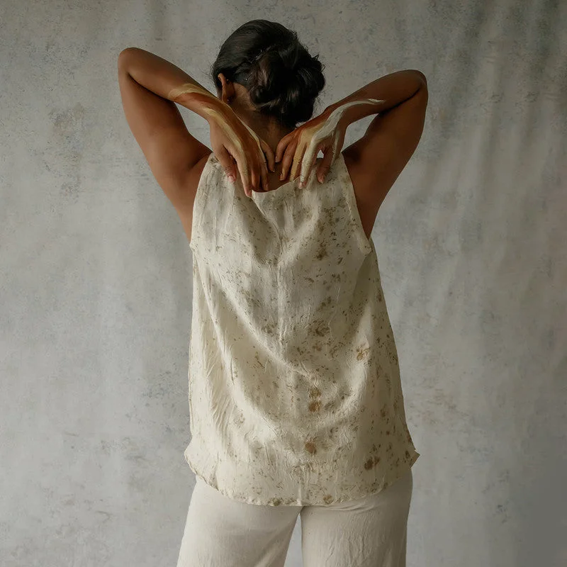 Mulberry Silk Printed Top | Natural Dyed | Beige