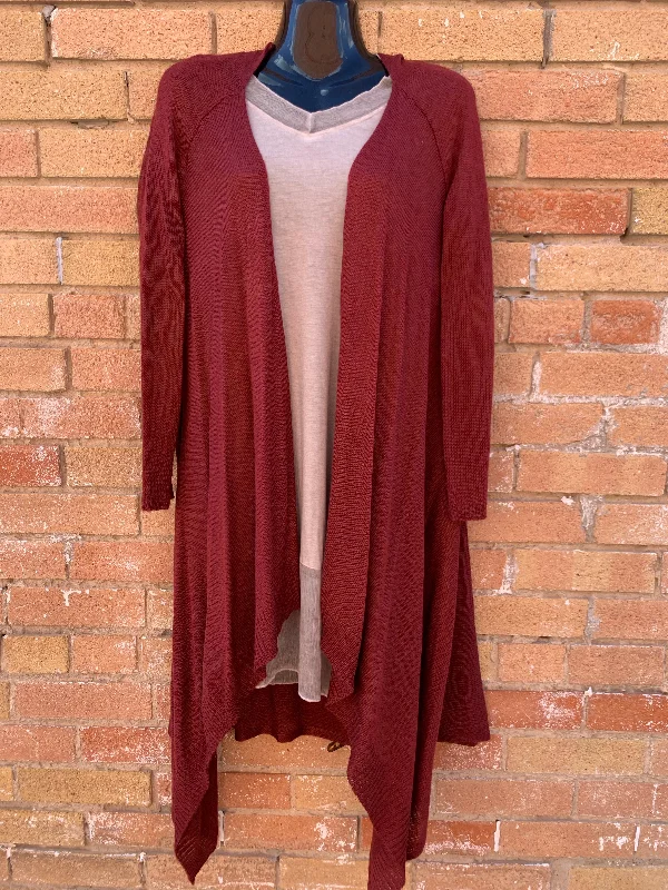 Long Cardigan in Garnet