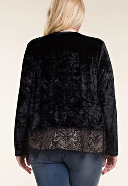 Plus Velvet Long Sleeve Cardigan