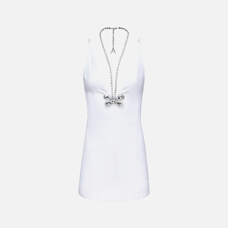 Area Crystal Butterfly Mini Dress - White