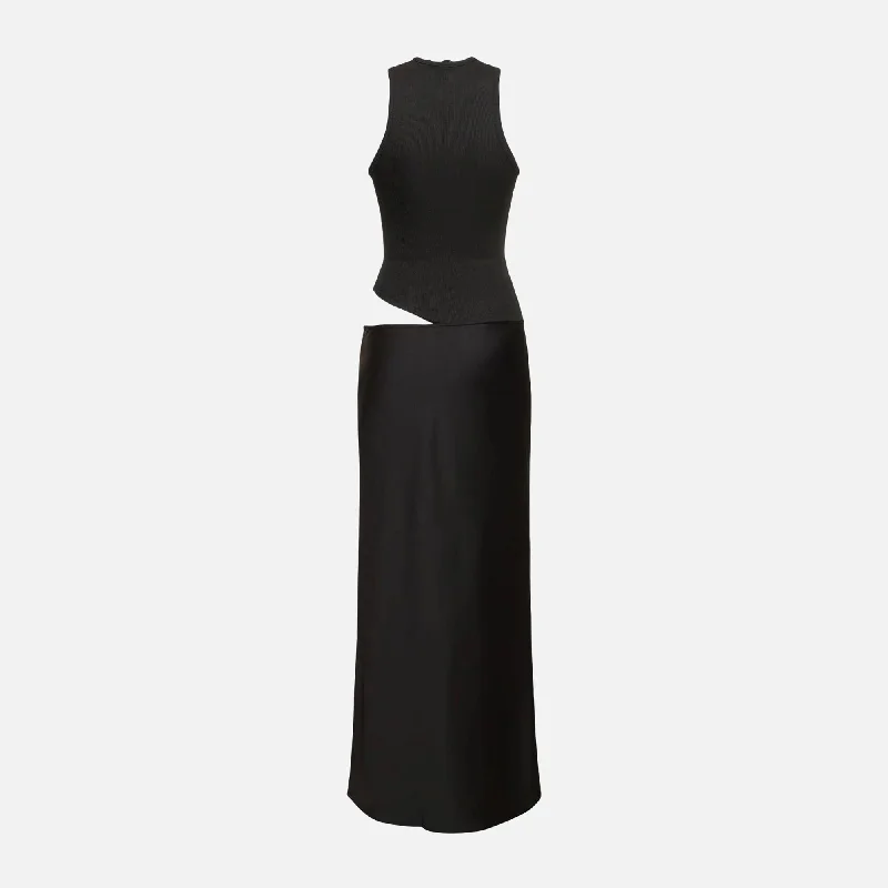 Christopher Esber Open Twist Satin Tank Dress - Black