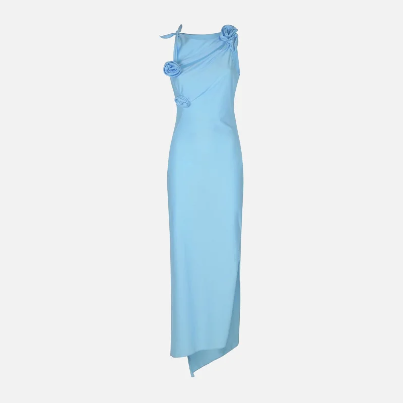 Coperni Asymmetric Flower Gown - Turquoise