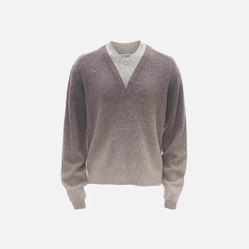 JW Anderson V-Neck Gradient Jumper - Dark Grey