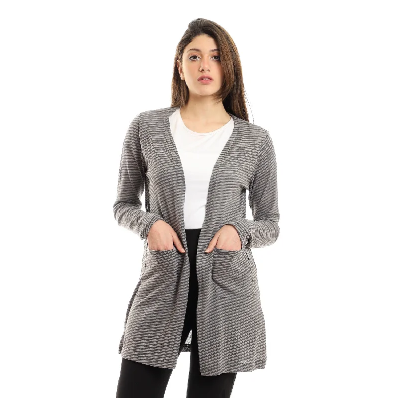 Shades Full Sleeves Open Neckline Cardigan - Kady