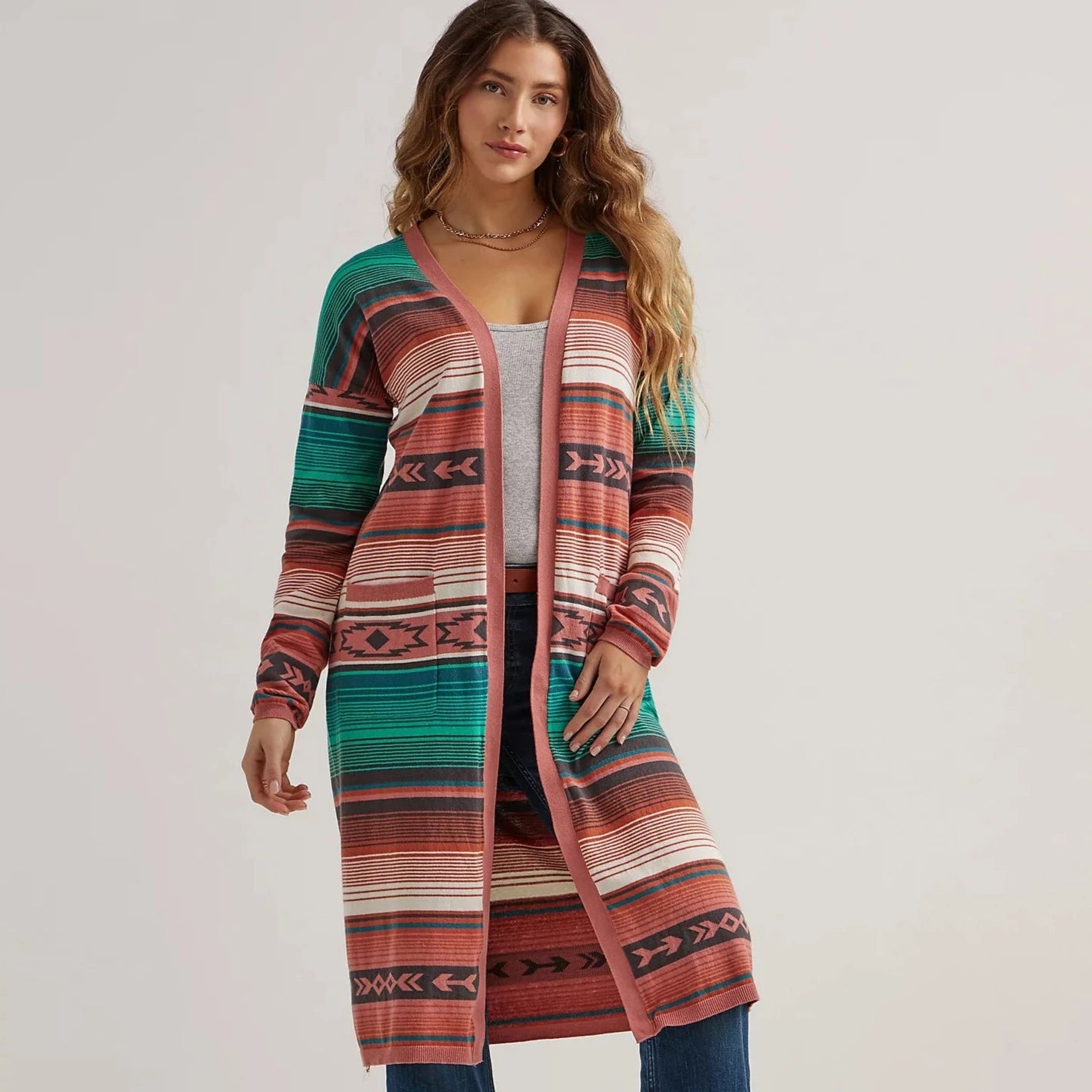 Wrangler Retro Women's Multicolor Pink Southwestern Duster