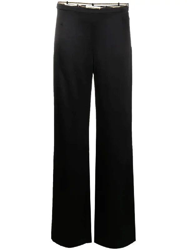 Silk Charmeuse Flared Low Rise Pant With Nameplate