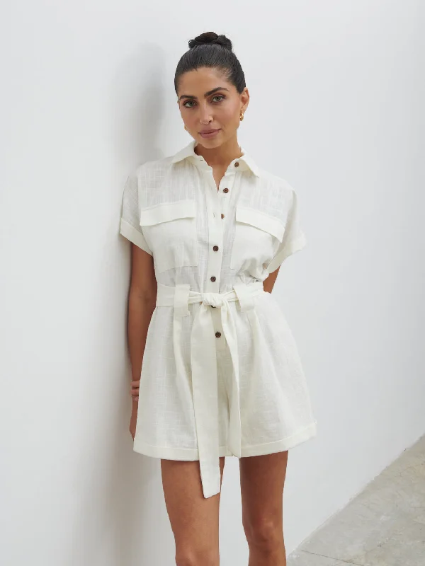 Anica Utility Playsuit - Cream