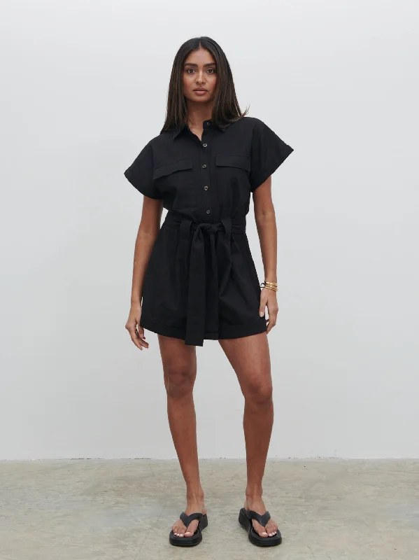 Anica Utility Playsuit - Black