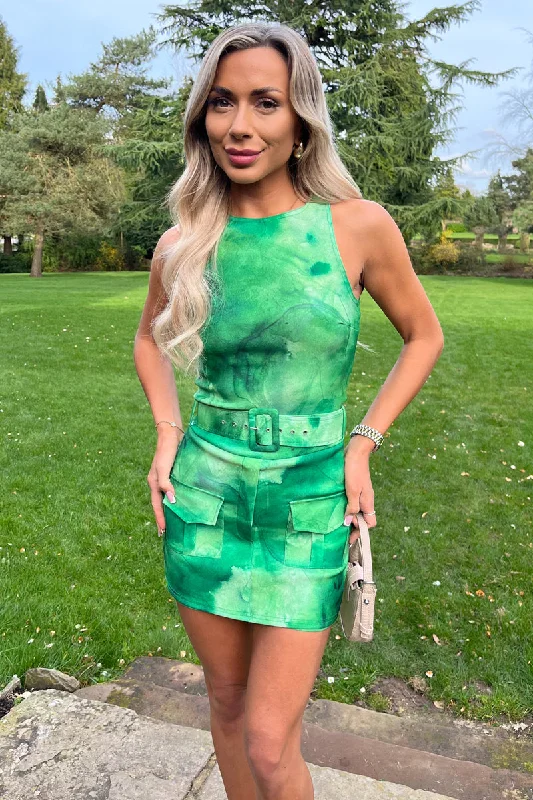 AX Paris Dannie Green Tie Dye Playsuit